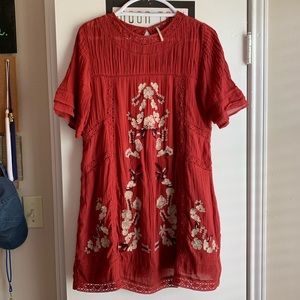FP Perfectly Victorian Embroidered Mini Dress